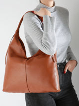 Schoudertassen Caviar Leder Milano Bruin caviar CA24091-vue-porte