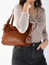 Schoudertassen Caviar Leder Milano Bruin caviar CA24065-vue-porte