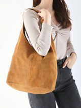 Schoudertassen Velvet Leder Milano Bruin velvet VE24062B-vue-porte