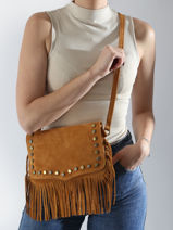 Cross Body Tas Velvet Leder Milano Bruin velvet VE241115-vue-porte