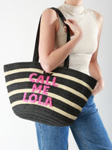 Schoudertassen Panier Stro Lola casademunt Zwart panier 92-vue-porte