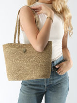 Schoudertassen Estival Stro Le voyage en panier Beige estival PM893-vue-porte