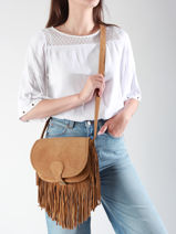 Cross Body Tas Le Bohmien Folk Leder Paul marius Bruin folk BOHEMFOL-vue-porte