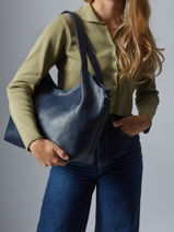 Schoudertas Caviar Leder Milano Blauw caviar CA25061-vue-porte