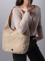 Schoudertas Velours Le voyage en panier Beige velours AHP243-vue-porte