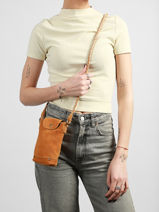 Cross Body Tas Brianna Leder Pieces Bruin brianna 17163616-vue-porte