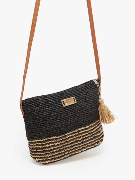 Cross Body Tas L'atelier Du Crochet Raphia Le voyage en panier Zwart l'atelier du crochet AM753 ander zicht 2