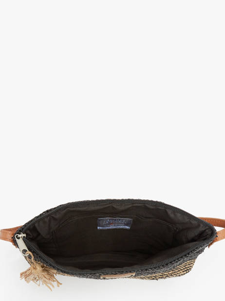 Cross Body Tas L'atelier Du Crochet Raphia Le voyage en panier Zwart l'atelier du crochet AM753 ander zicht 3