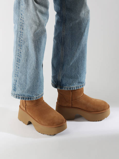 Laarzen Met Hak Classic Short New Height Uit Leder Ugg Beige women 1158310 ander zicht 1