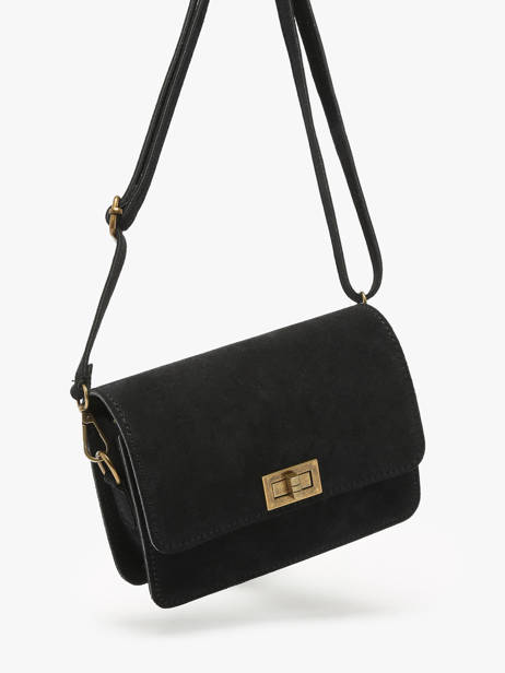 Cross Body Tas Velvet Leder Milano Zwart velvet VE24115 ander zicht 2