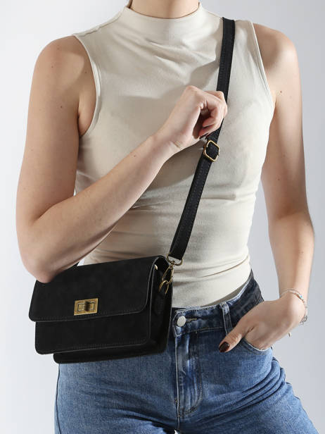 Cross Body Tas Velvet Leder Milano Zwart velvet VE24115 ander zicht 1