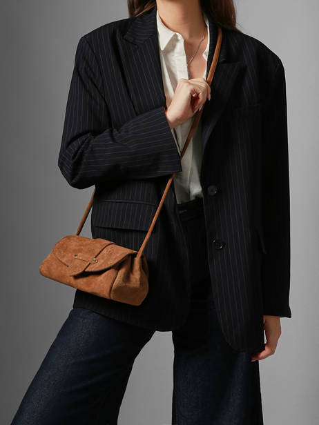 Cross Body Tas S Agnes Rundsleer Met Suède Finish Etrier Bruin agnes EAGV205S ander zicht 1