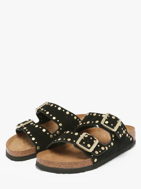 Slippers Arizona Rivet Uit Leder Birkenstock Zwart women 1030348 ander zicht 1