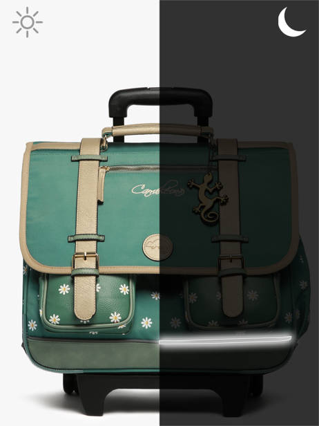Boekentas Op Wieltjes 3 Compartimenten Cameleon Groen vintage fantasy PBVGCR41 ander zicht 9
