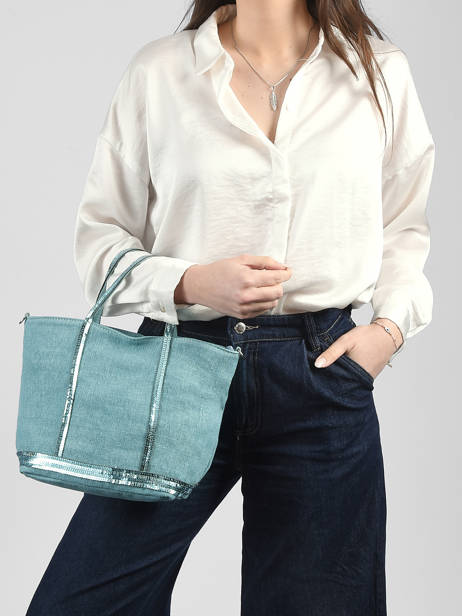Handtas Cabas Linnen En Pailletten Vanessa bruno Blauw cabas lin 31V40435 ander zicht 1