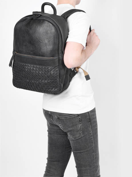 Rugzak Le Bordelais Leder Paul marius Zwart vintage BORDELAI ander zicht 1